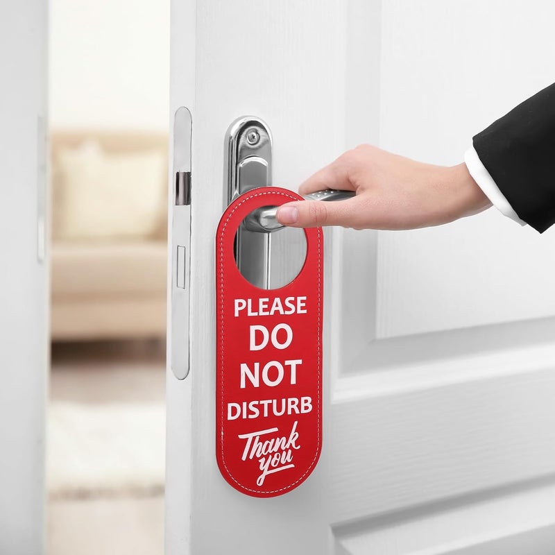 Bruislard PU Leather Double Sided Please Do Not Disturb Sign, Do Not Disturb Door Hanger Sign, Door Knob Privacy Signs for Office Clinic Dorm Online Class Video and Meeting Session, 1 Pack - Image 5
